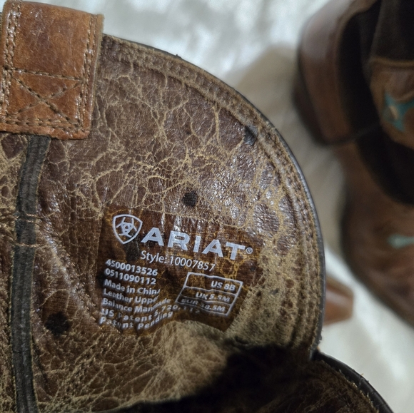 Brown and Turquoise Western Boots By ARIAT Size 8 EUC - Picture 8 of 14